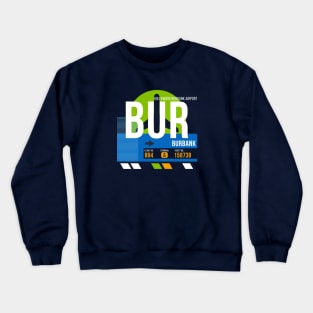 Burbank (BUR) Airport // Retro Sunset Baggage Tag Crewneck Sweatshirt